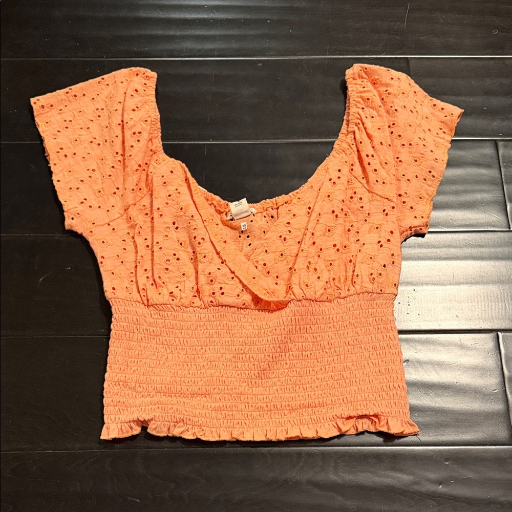 Billabong Orange Eyelet Blouse